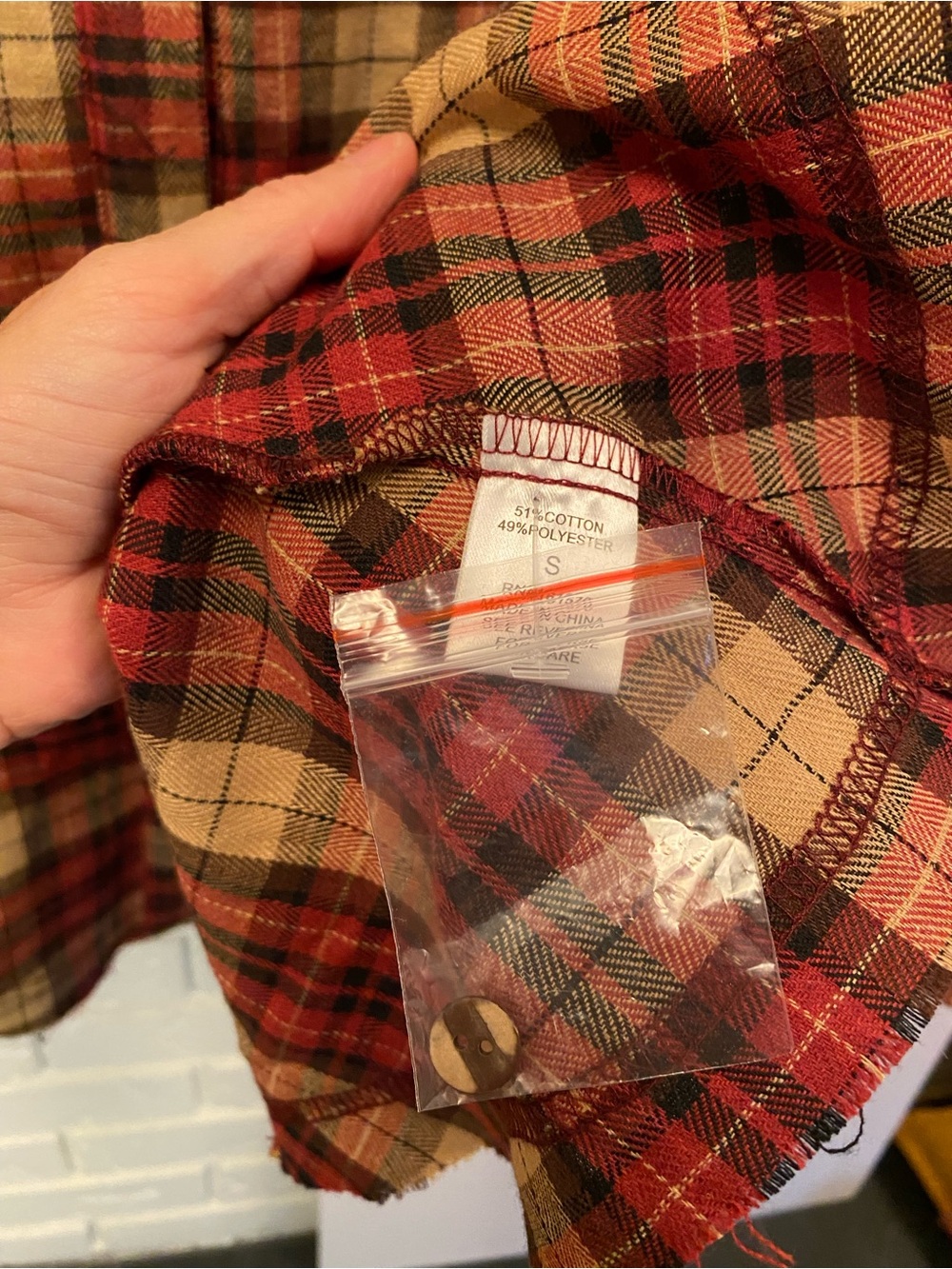 Haptics Holly Harper Plaid Handkerchief Distressed Hem Tunic Top S Flannel NWOT - Picture 10 of 11